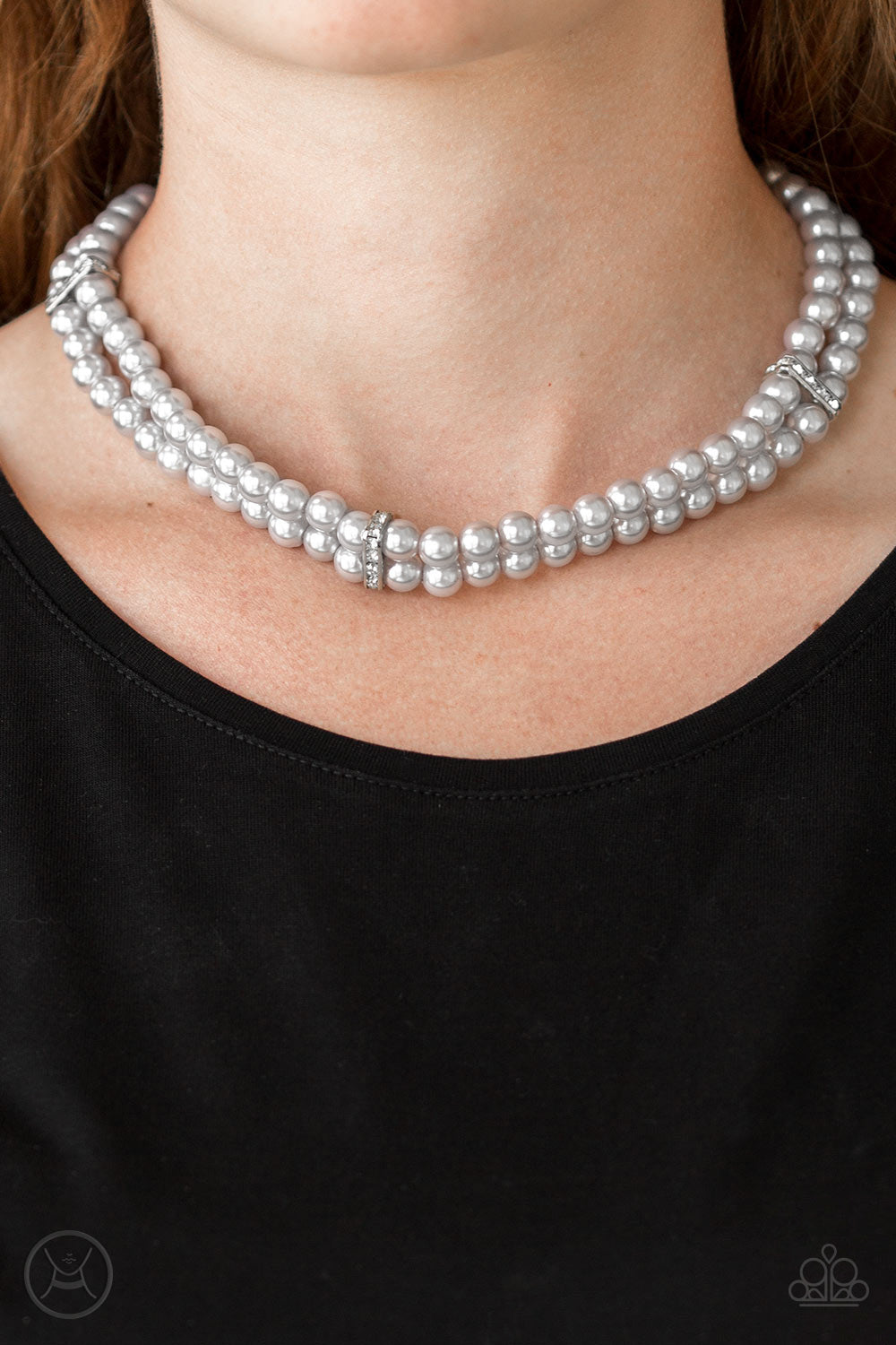 White Rhinestones, Pearls, Choker