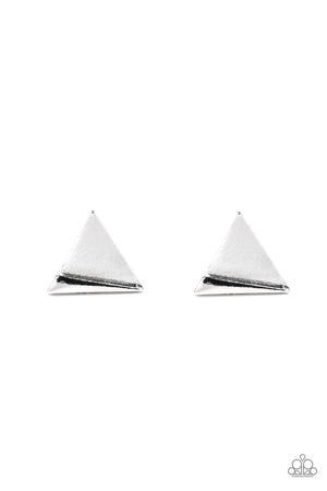 Paparazzi Die TRI-ing - Silver Earrings