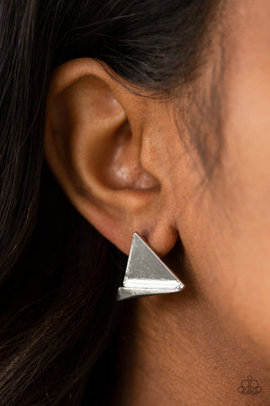 Paparazzi Die TRI-ing - Silver Earrings