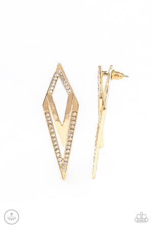 Paparazzi Point-BANK - Gold Earrings
