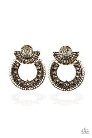 Paparazzi Texture Takeover - Brass Earrings