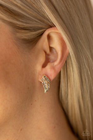 Paparazzi Feathered Fortune - Gold Earrings