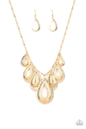 Paparazzi Teardrop Tempest - Gold Necklace