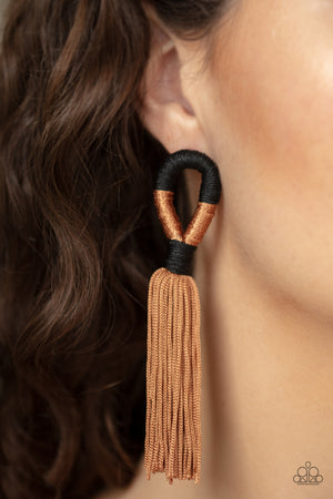 Paparazzi Moroccan Mambo - Brown Earrings