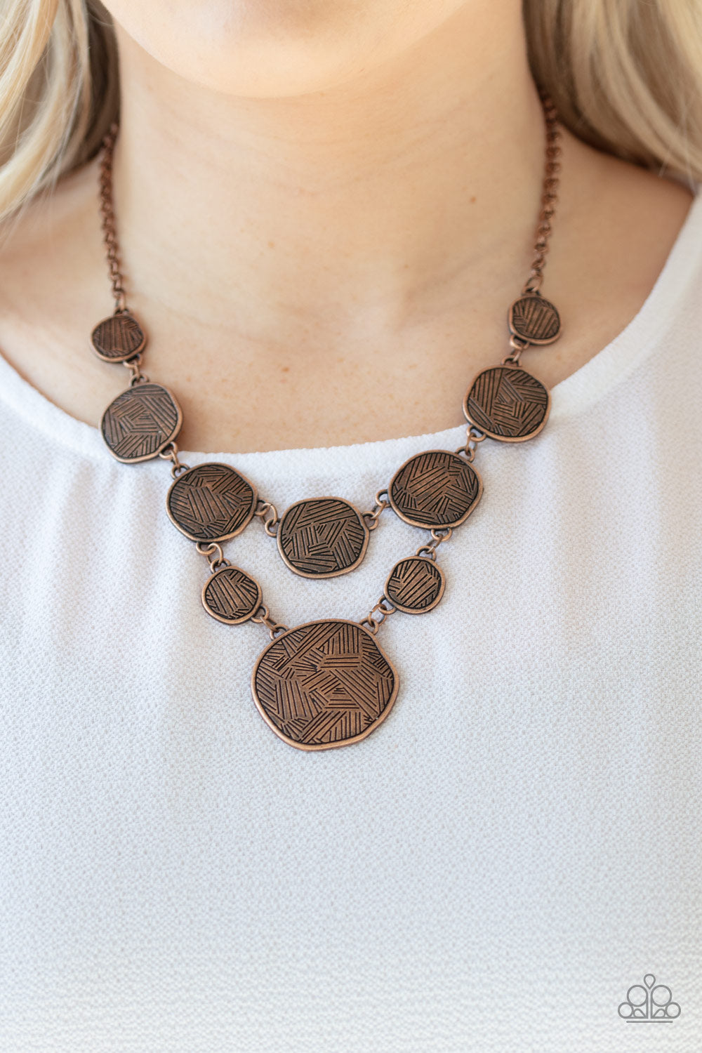 Paparazzi Metallic Patchwork - Copper Necklace