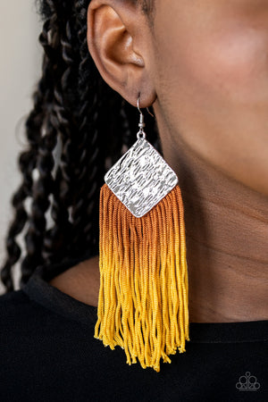 Paparazzi DIP The Scales - Yellow Earrings