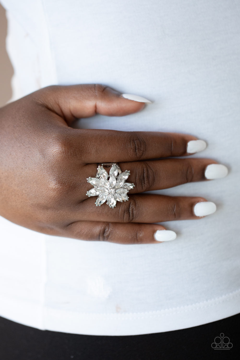 Paparazzi Life of the Party Exclusive - Am I GLEAMing? - White Ring