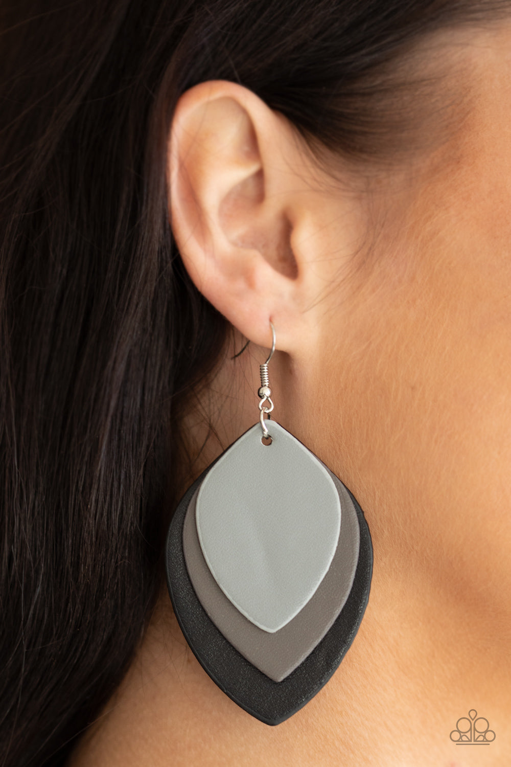 Paparazzi Light as a LEATHER - Black Earrings