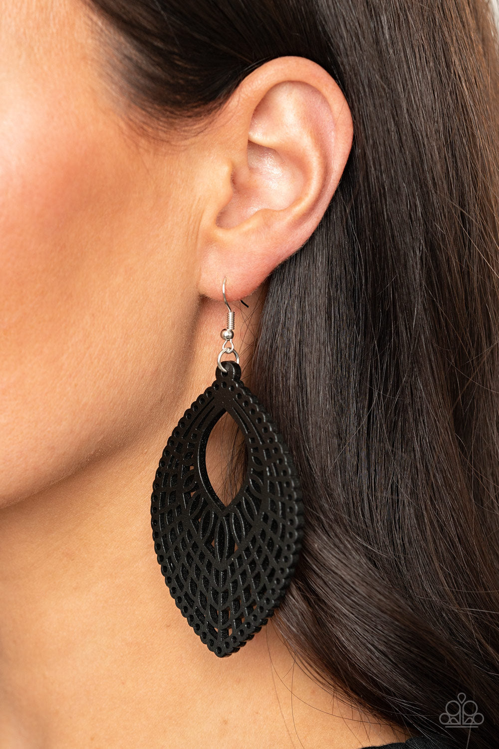 Paparazzi One Beach At A Time - Black Earrings
