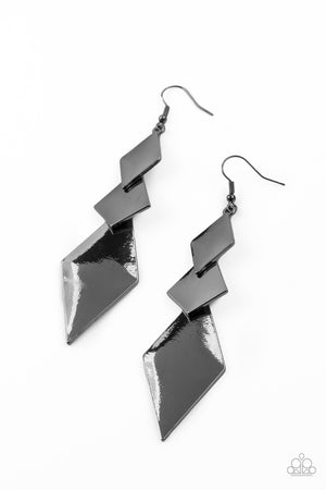 Paparazzi Danger Ahead - Black Earrings