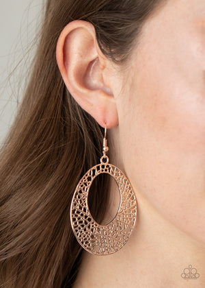 Paparazzi Serenely Shattered - Rose Gold Earrings
