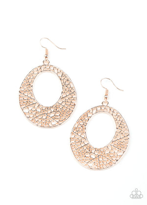 Paparazzi Serenely Shattered - Rose Gold Earrings
