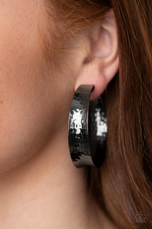 Paparazzi Fearlessly Flared - Black Earrings