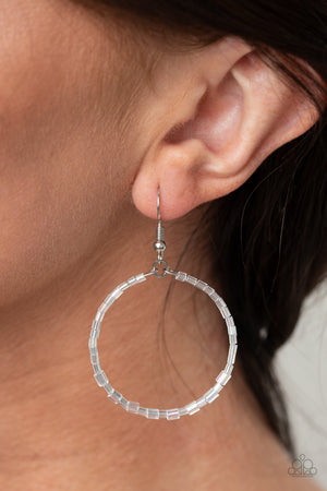 Paparazzi Colorfully Curvy - White Earrings