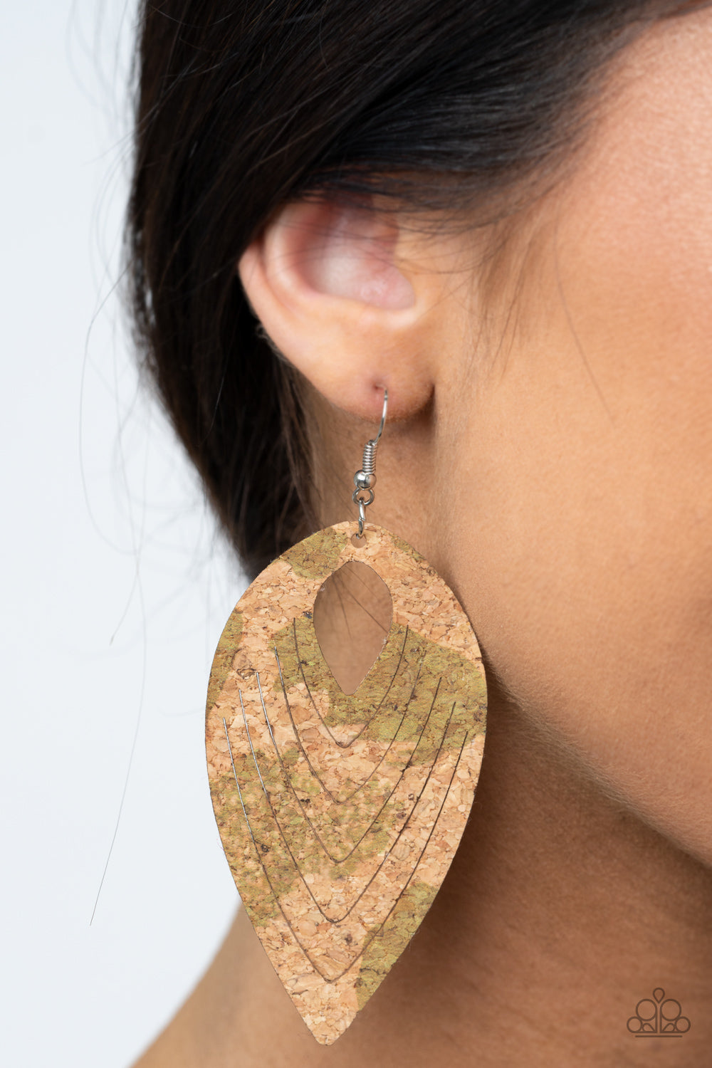 Paparazzi Cork Cabana - Green Earrings