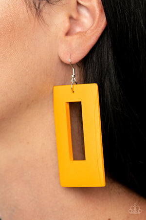 Paparazzi Totally Framed - Yellow Earrings