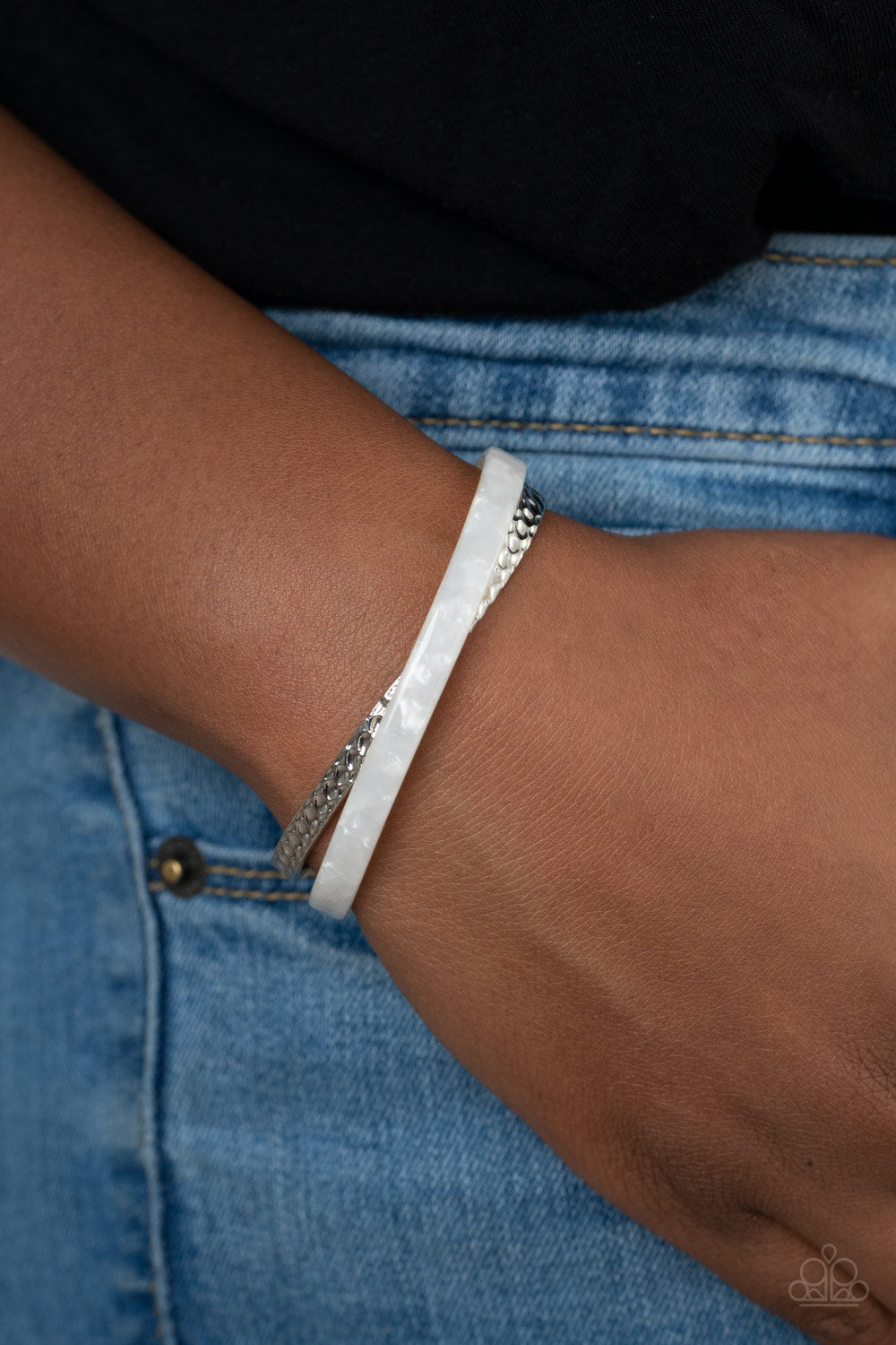 Paparazzi HAUTE On The Trail - White Bracelet