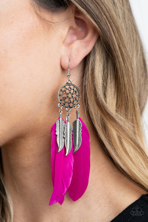 Paparazzi In Your Wildest DREAM-CATCHERS - Pink Earrings