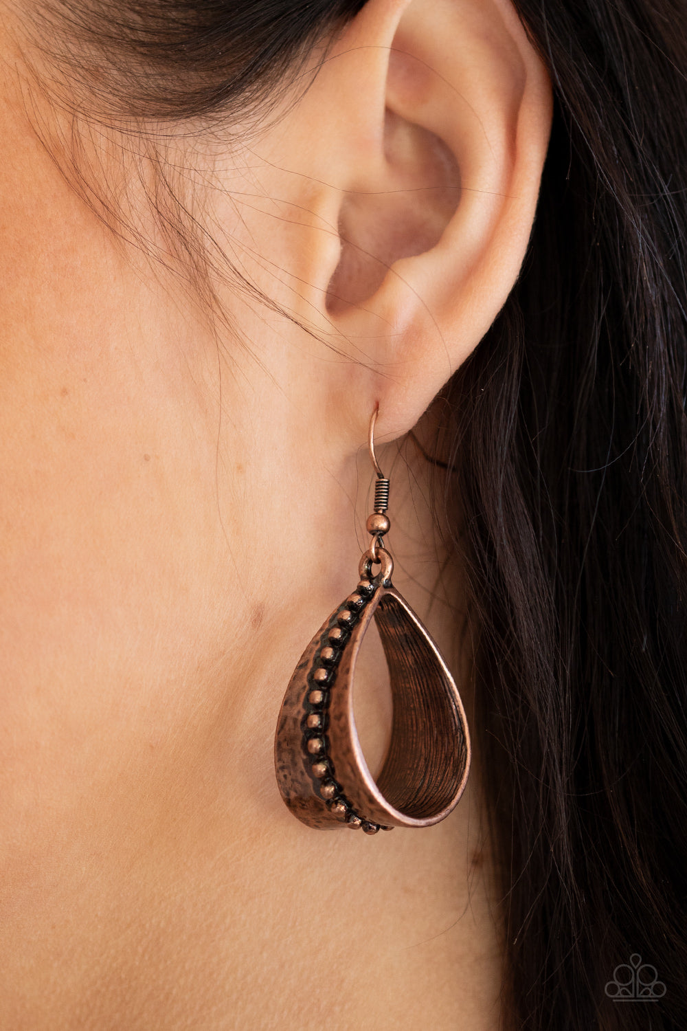 Paparazzi STIRRUP Some Trouble - Copper Earrings