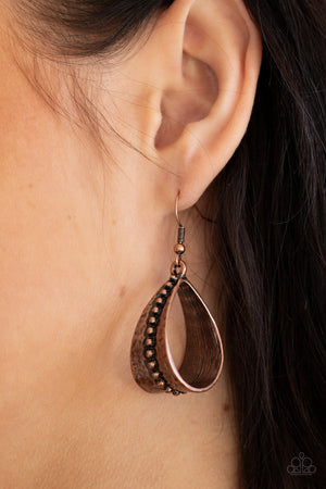 Paparazzi STIRRUP Some Trouble - Copper Earrings