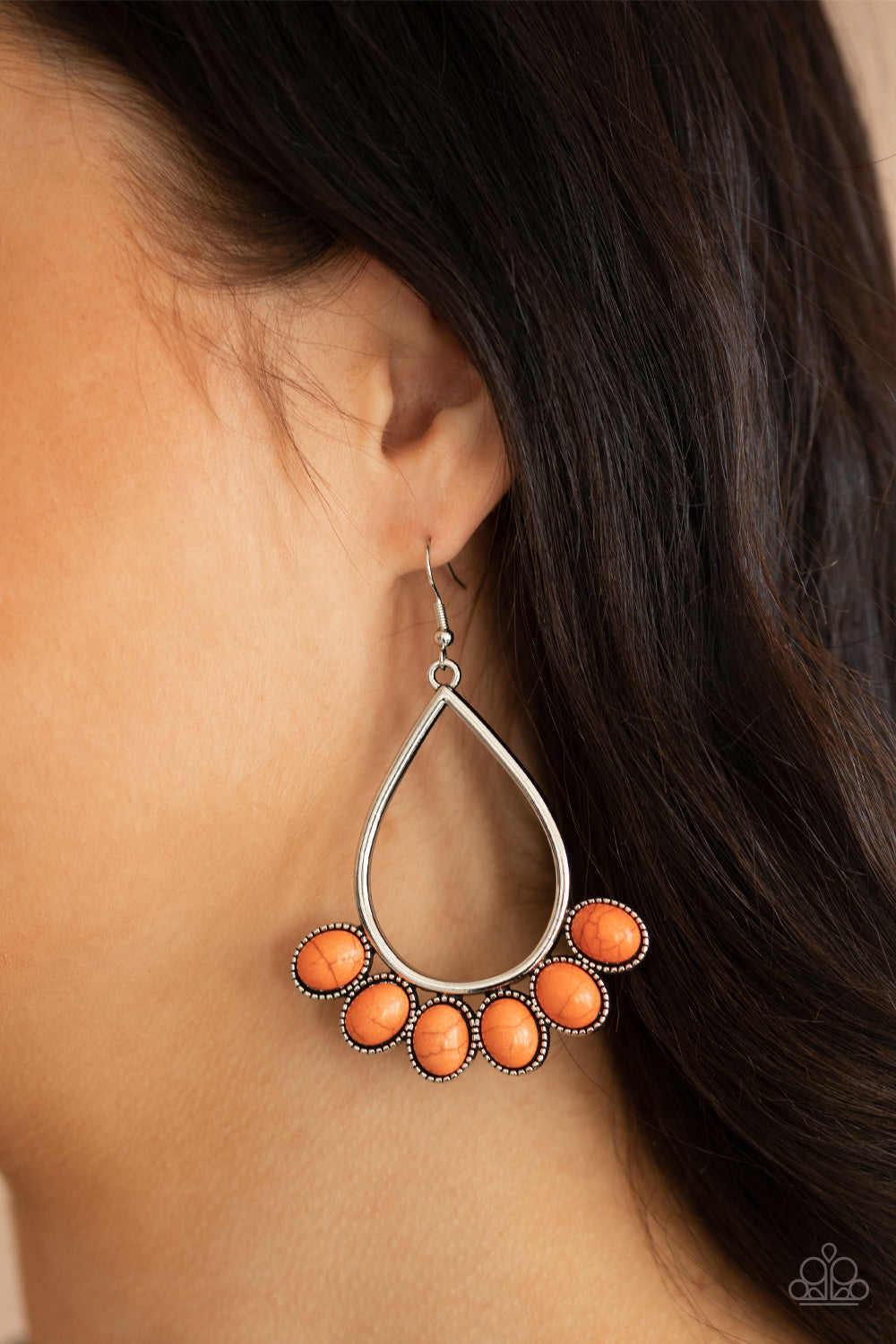 Paparazzi Stone Sky - Orange Earrings