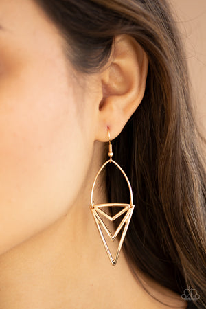 Paparazzi Proceed With Caution - Gold Earrings