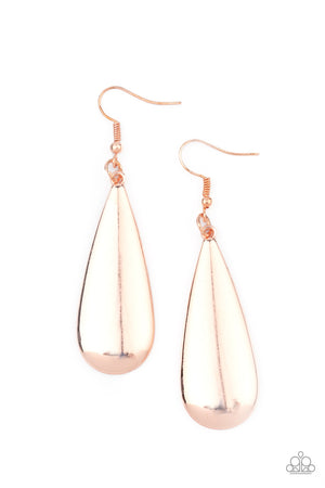 Paparazzi The Drop Off - Rose Gold Earrings