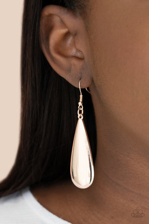 Paparazzi The Drop Off - Rose Gold Earrings