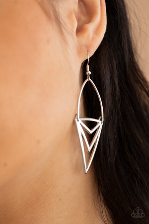 Paparazzi Proceed With Caution - Silver Earrings
