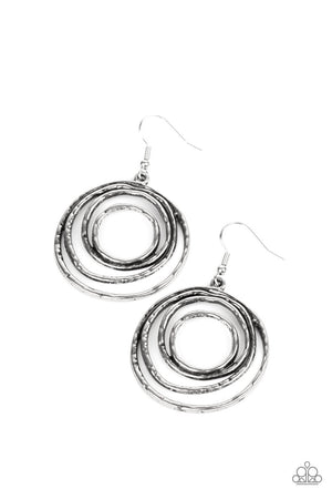 Paparazzi Spiraling Out of Control - Silver Earrings