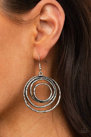 Paparazzi Spiraling Out of Control - Silver Earrings