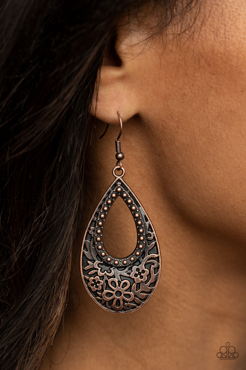 Antiqued, Copper, Teardrop