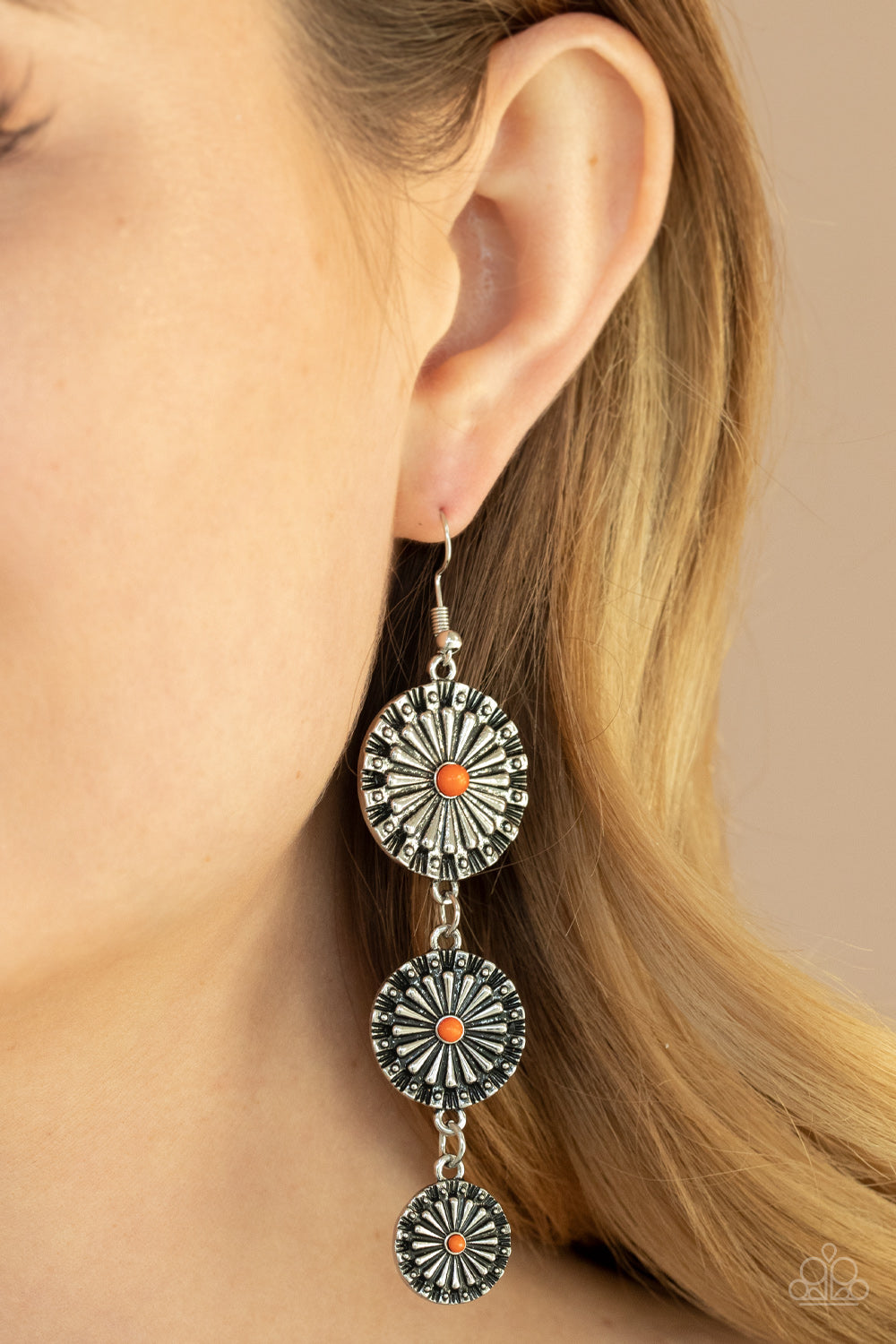Paparazzi Festively Floral - Orange Earrings