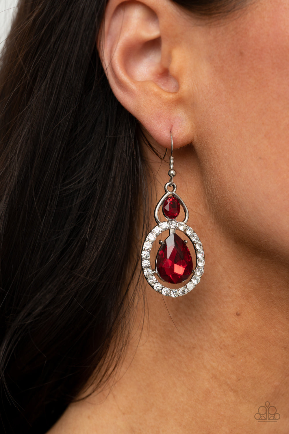 Paparazzi Double The Drama - Red Earrings