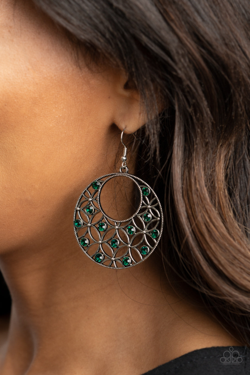 Paparazzi Garden Garnish - Green Earrings