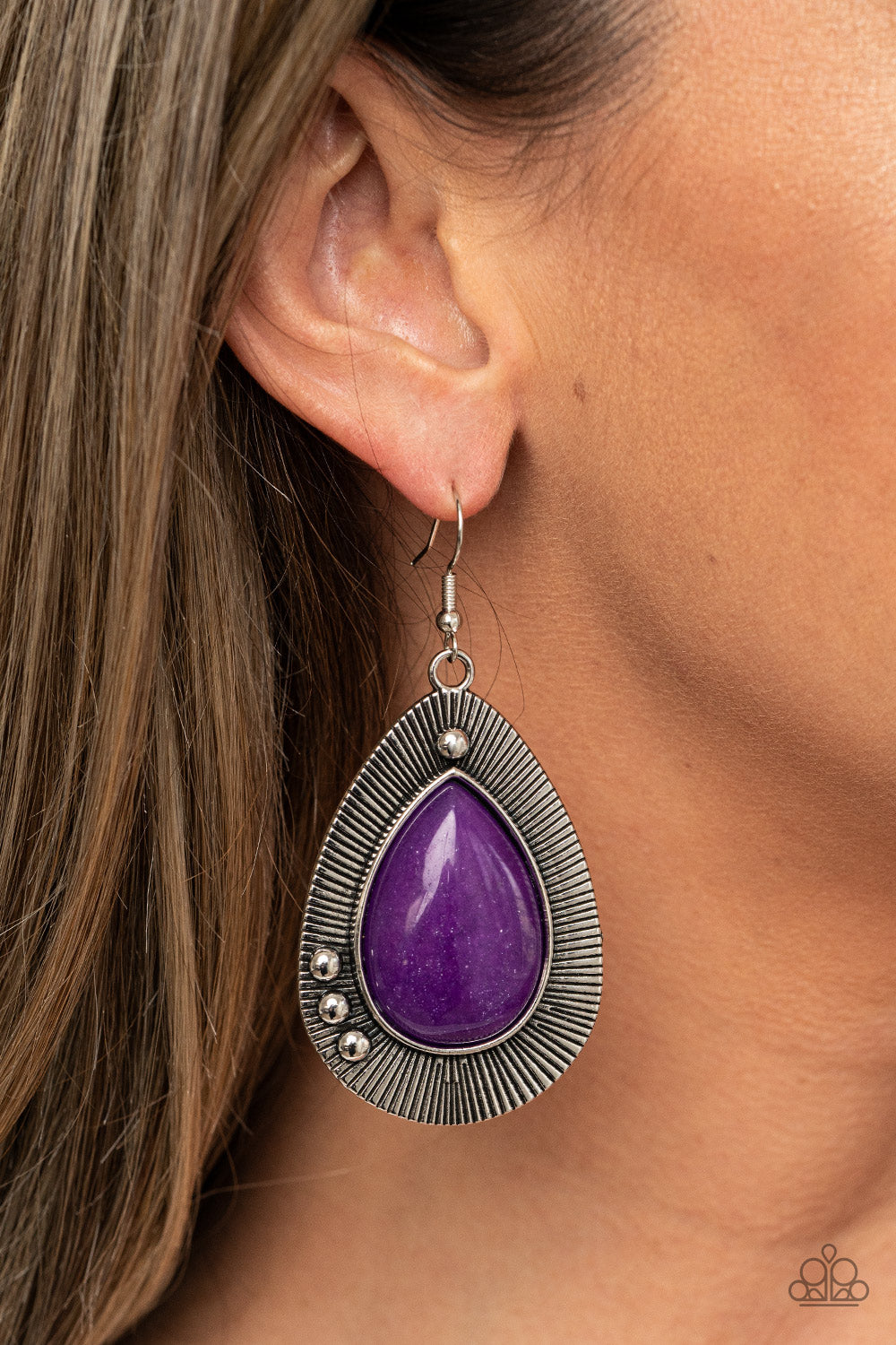 tranquil teardrop, a shimmery purple stone bead