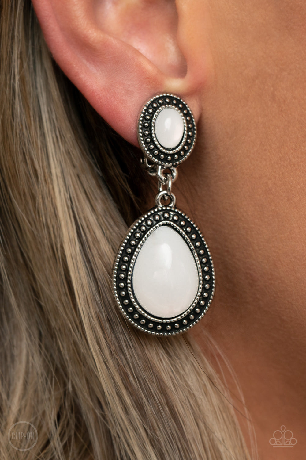 Paparazzi Carefree Clairvoyance - White Earrings