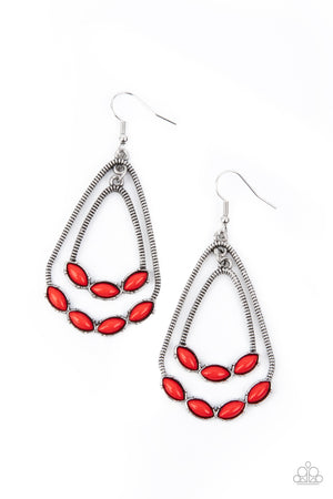 Paparazzi Summer Staycation - Red Earrings
