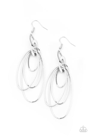 Paparazzi OVAL The Moon - Silver Earrings