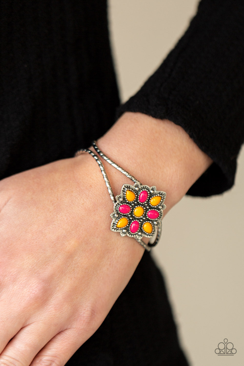 Silver, Orange, Pink, Cuff