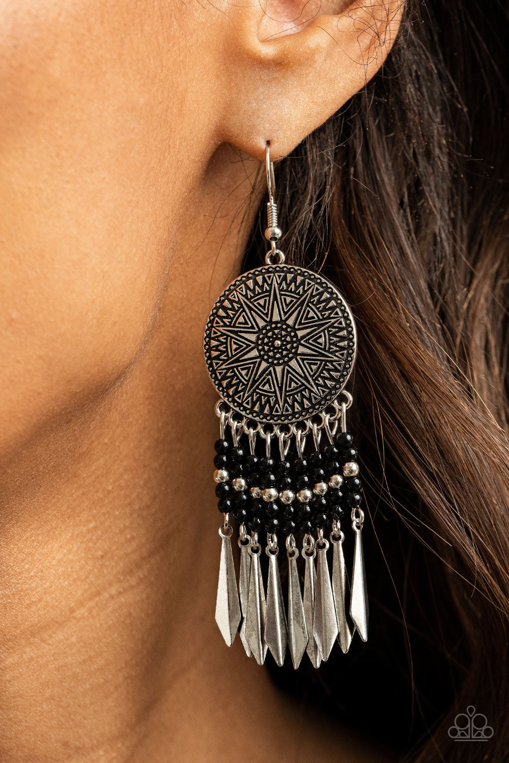 Paparazzi Sun Warrior - Black Earrings