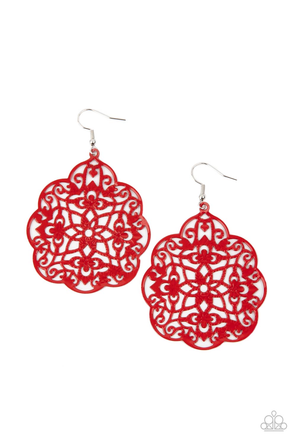 Red, Scalloped, Filigree