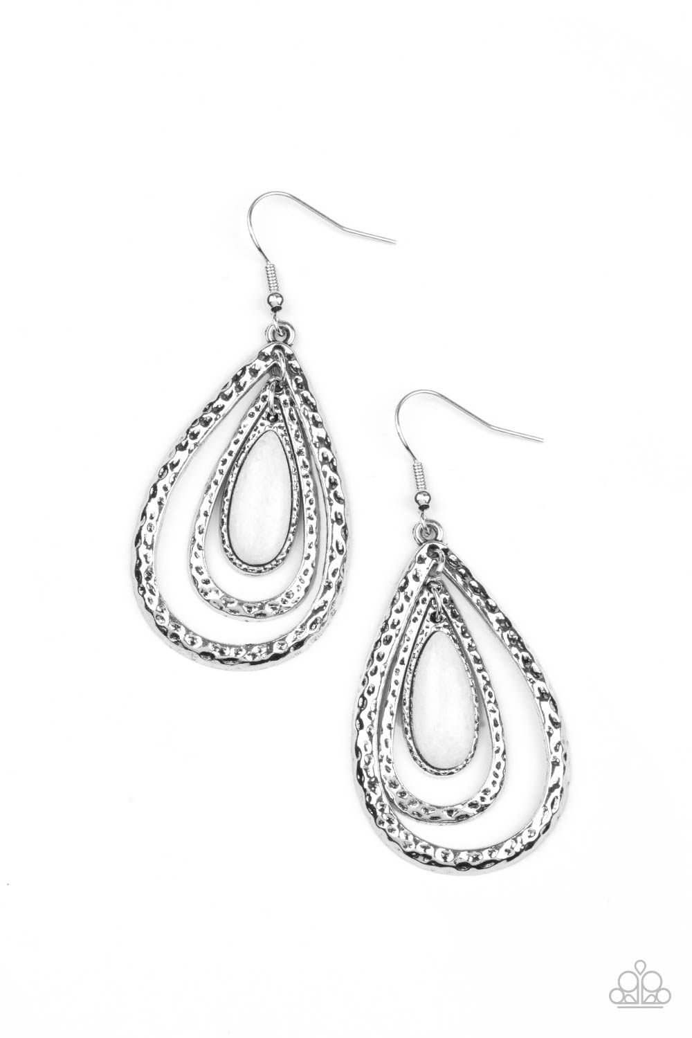 Paparazzi Teardrop Torrent - White Earrings