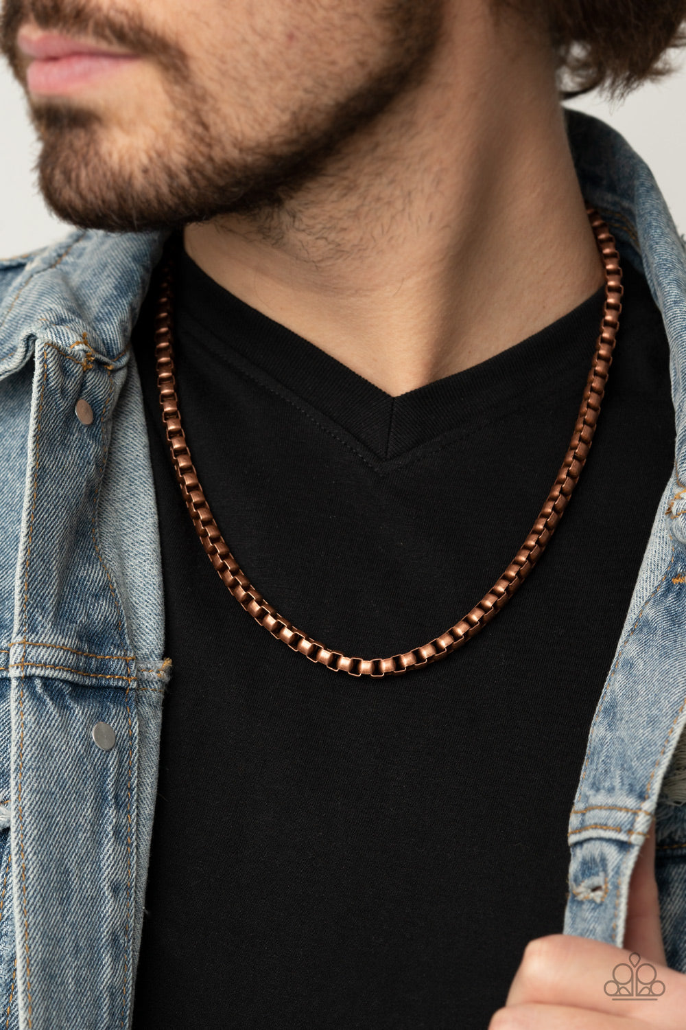 Copper Mens Box Link Necklace
