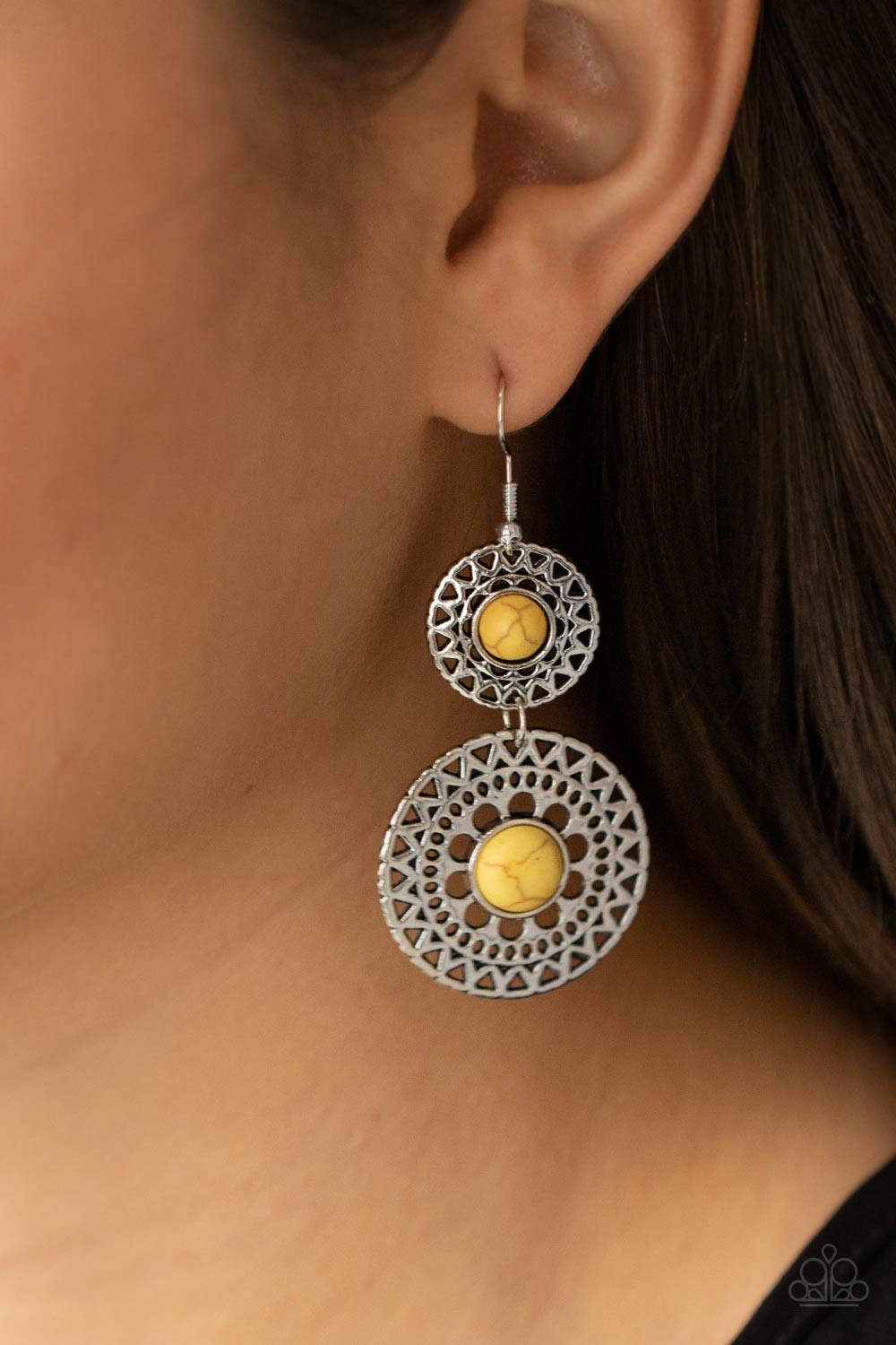 Paparazzi Sunny Sahara - Yellow Earrings