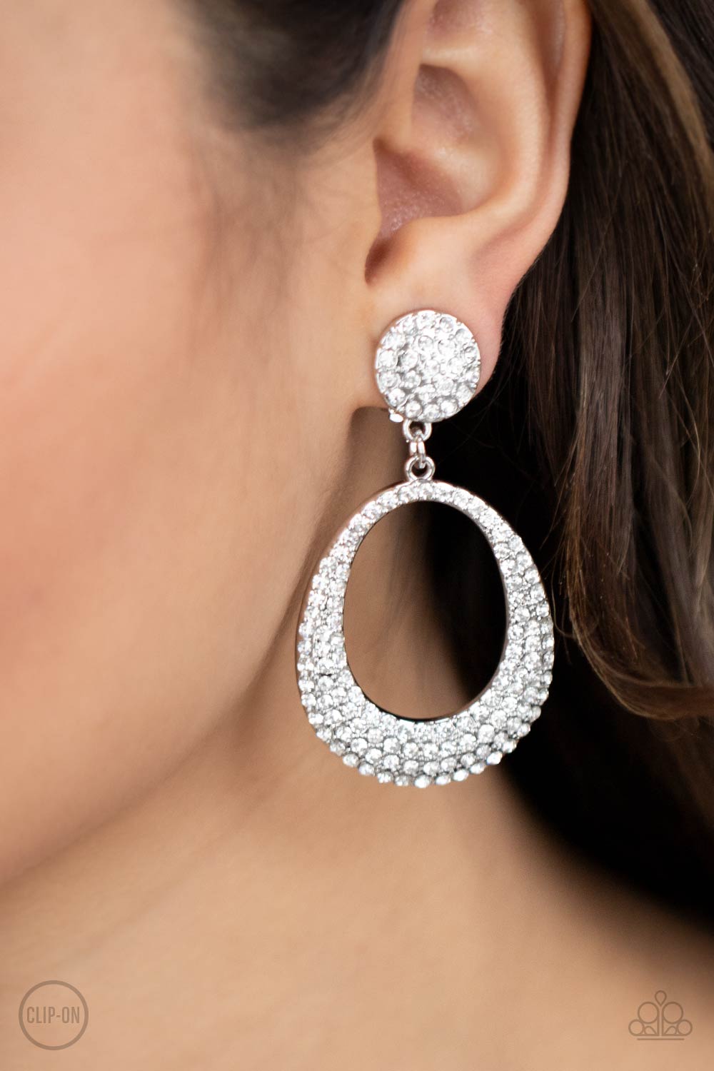 Paparazzi Sophisticated Smolder - White Clip-On Earrings