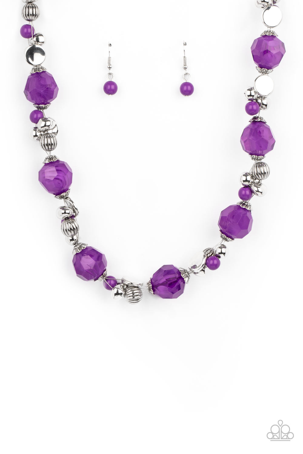  Amethyst Orchid crystal-like beads join clusters of mismatched silver and Amethyst Orchid beads along a wire