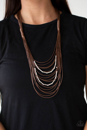 Paparazzi Nice CORD-ination - Brown Necklace
