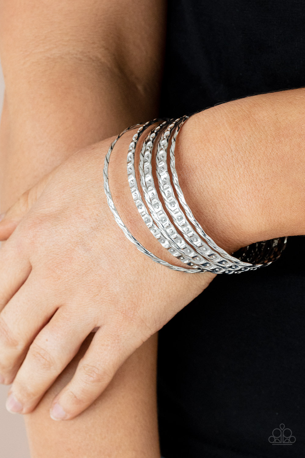 Paparazzi Back-To-Back Stacks - Silver Bracelets