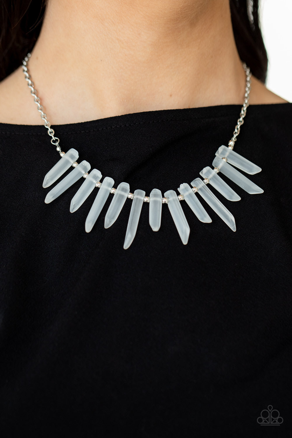 Silver Icy Glassy-like Fringe Beads